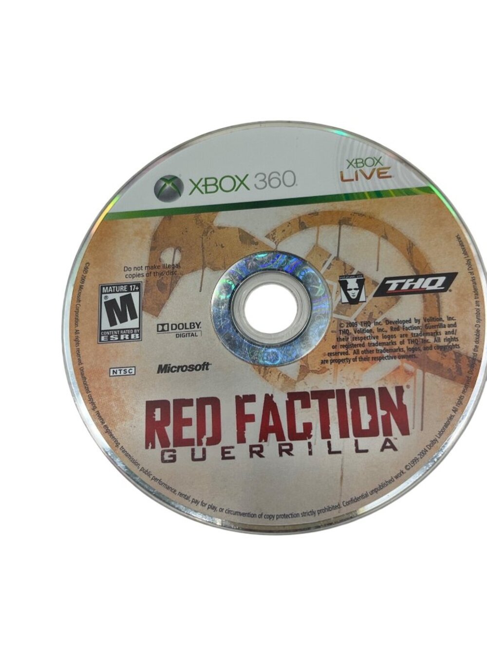Red Faction Guerrilla Xbox 360 Game Disc Only THQ Mature 17+ Rating